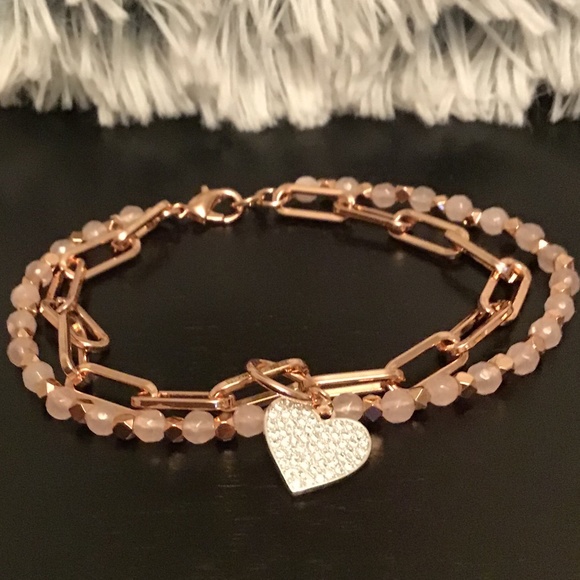 Unwritten Jewelry - Unwritten LOVED Rose Quartz Heart Bracelet ❤️